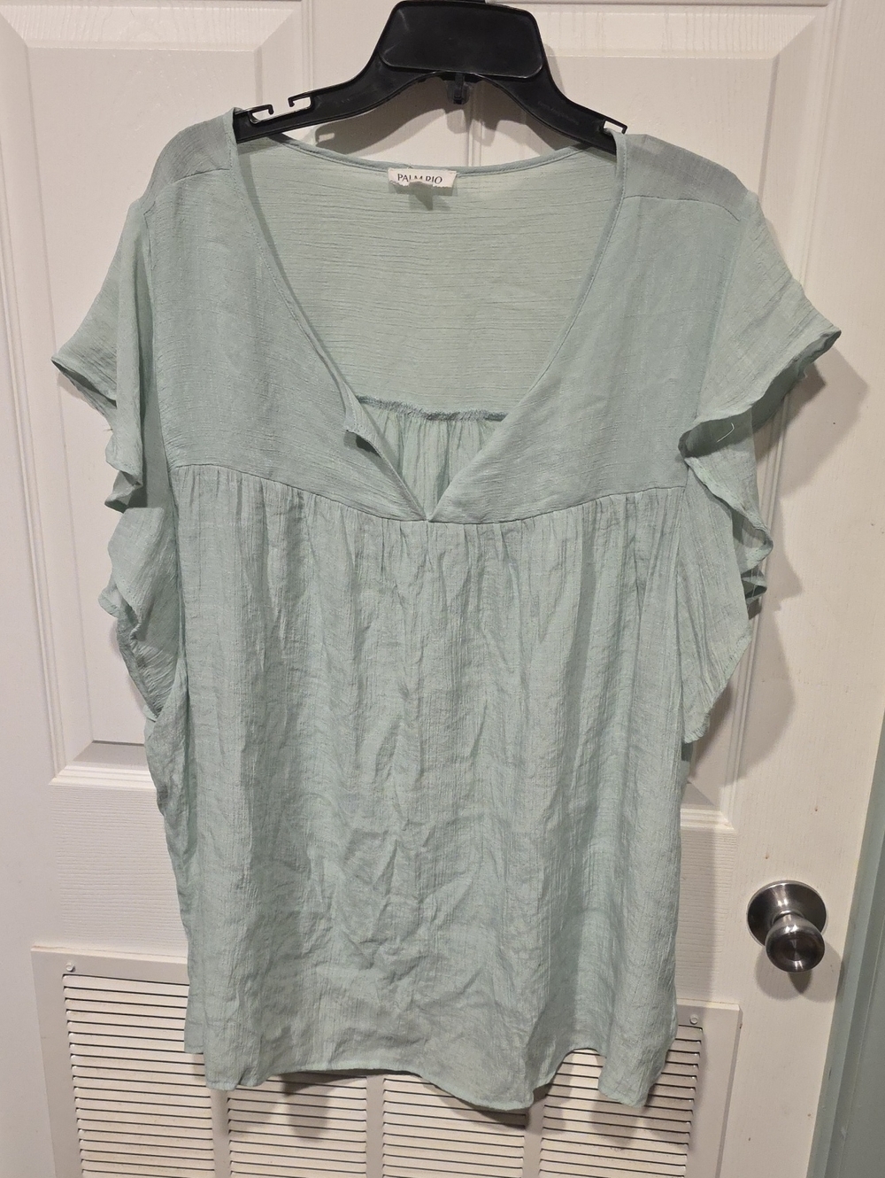 Mint Green Flutter Sleeve V-Neck Women’s Top
